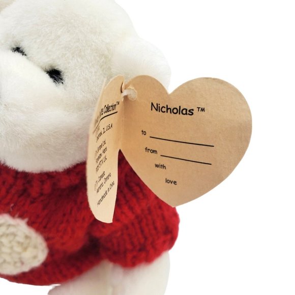 Ty Beanie the Attic Treasures Collection Nicholas 1993 Bear White Red Sweater 8" - Picture 4 of 8